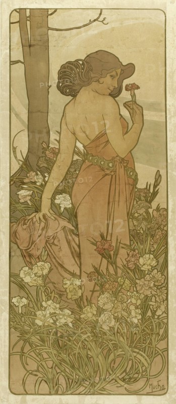 The carnation (From the Series Flowers), 1898. Creator: Mucha, Alfons Marie (1860-1939).