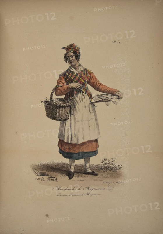 Mackerel seller. From the Series "Cris de Paris" (The Cries of Paris), 1815. Creator: Vernet, Carle (1758-1836).