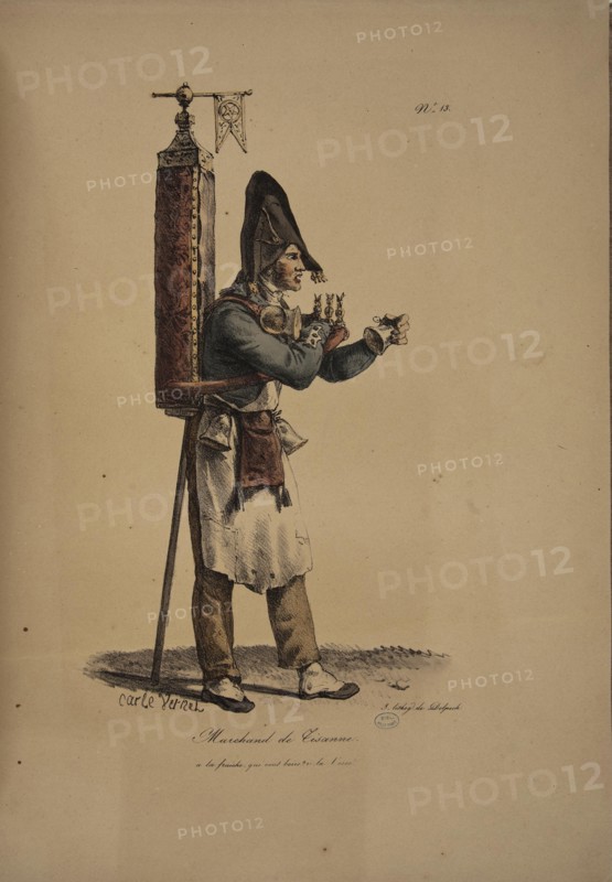 Herbal tea seller. From the Series "Cris de Paris" (The Cries of Paris), 1815. Creator: Vernet, Carle (1758-1836).