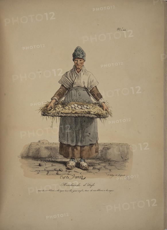 Egg seller. From the Series "Cris de Paris" (The Cries of Paris), 1815. Creator: Vernet, Carle (1758-1836).