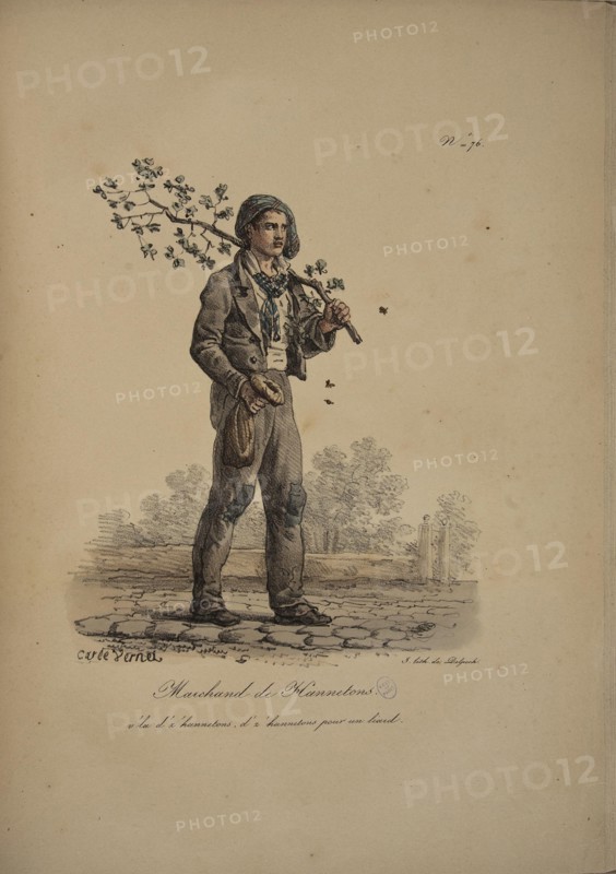 Cockchafer seller. From the Series "Cris de Paris" (The Cries of Paris), 1815. Creator: Vernet, Carle (1758-1836).