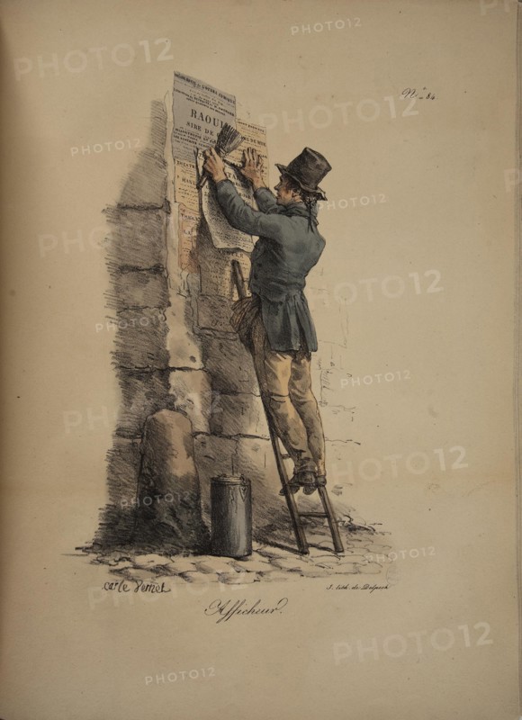 Bill Poster. From the Series "Cris de Paris" (The Cries of Paris), 1815. Creator: Vernet, Carle (1758-1836).