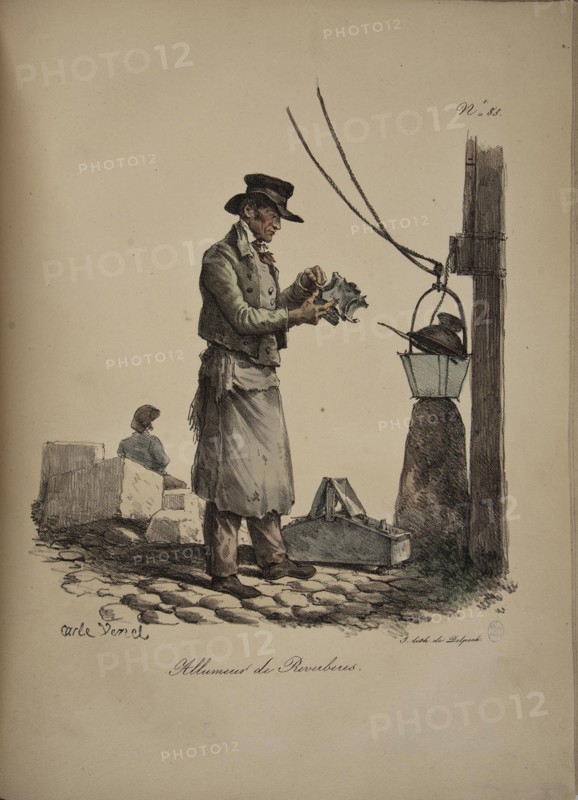 Lamplighter. From the Series "Cris de Paris" (The Cries of Paris), 1815. Creator: Vernet, Carle (1758-1836).