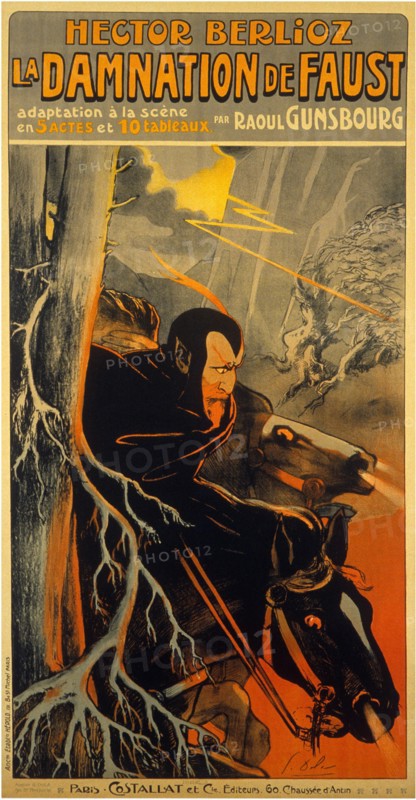 Poster for the Opera "La damnation de Faust" by Hector Berlioz, c. 1910. Creator: Dola (Edmond Vernier), Georges (1872-1950).