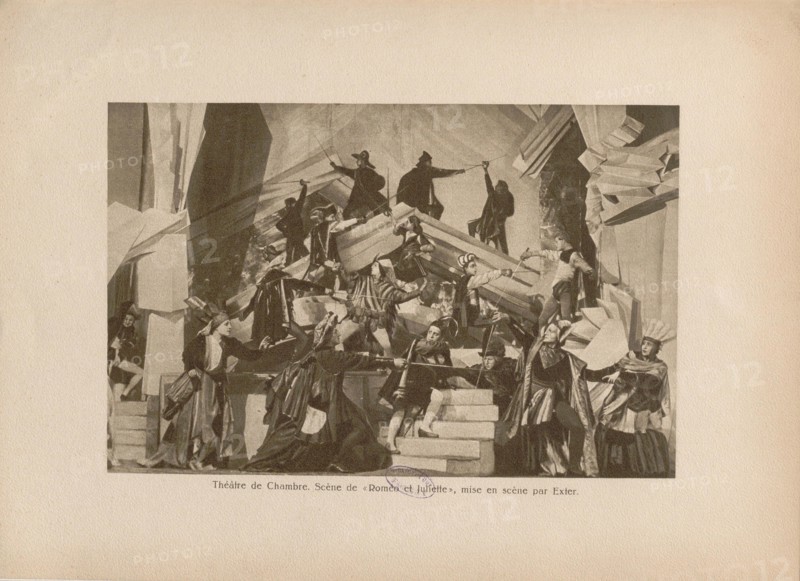 Scene from the play Romeo and Juliet by W. Shakespeare in the Moscow Kamerny Theatre, 1921. Creator: Anonymous.