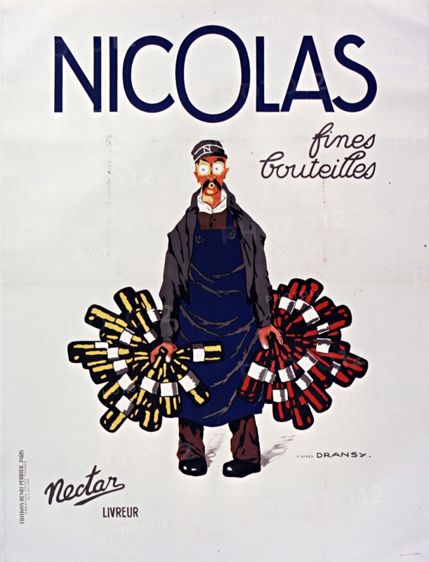 Nicolas fines bouteilles , 1940s. Creator: Dransy, Jules Isnard (1883-1945).