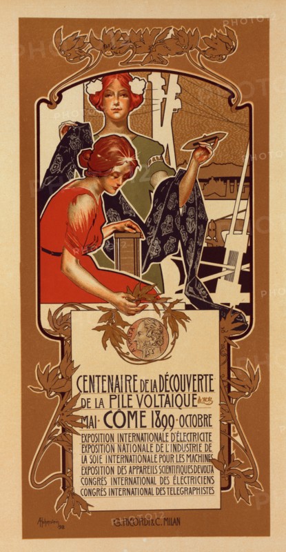 100th anniversary of the discovery of the voltaic column, 1899. Creator: Hohenstein, Adolfo (1854-1928).