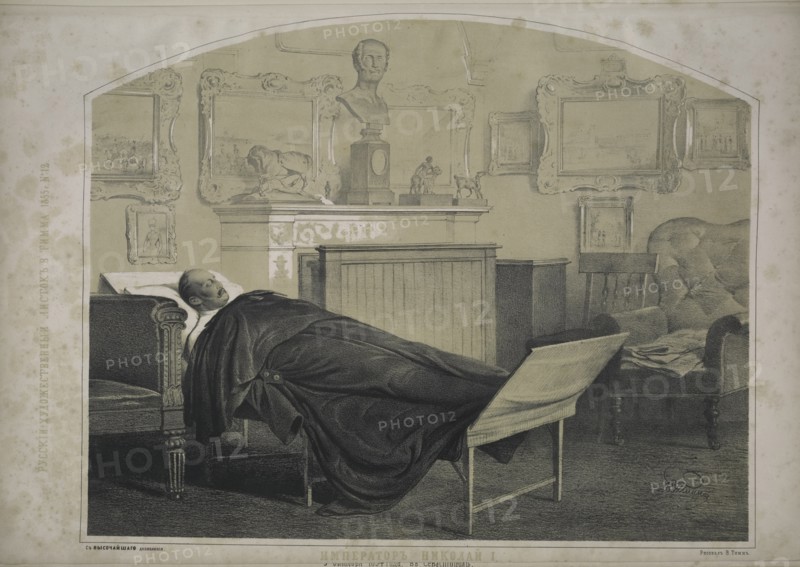 Emperor Nicholas I on his deathbed, 1855. Creator: Timm, Wassili (George Wilhelm) (1820-1895).