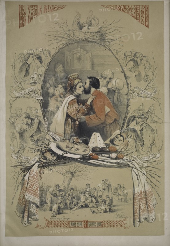 The Easter kiss, 1862. Creator: Timm, Wassili (George Wilhelm) (1820-1895).