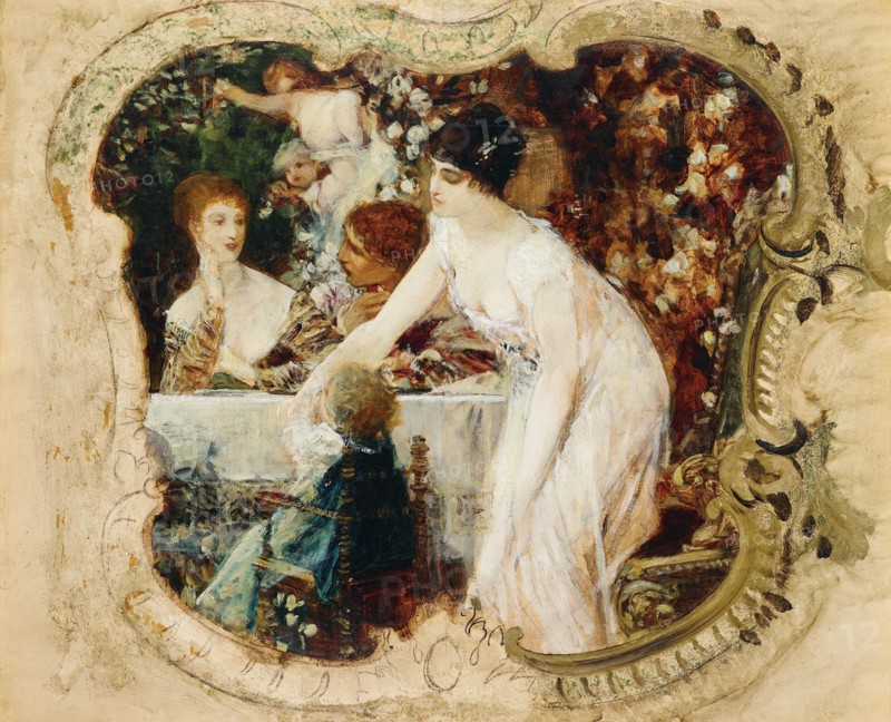 Table delights. Study for the Municipal Theater in Karlovy Vary. Creator: Klimt, Gustav (1862-1918).