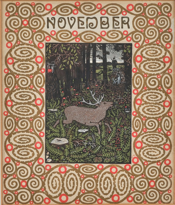 Hunting scene. Monthly newsletter: November. Creator: Krenek, Carl (1880-1949).