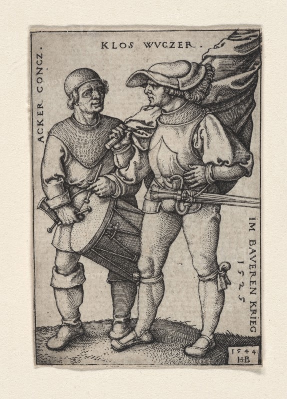 Ensign and drummer in the Peasants' War of 1525, 1544. Creator: Beham, Hans Sebald (1500-1550).