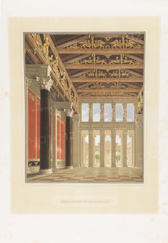 Design for a royal castle on the Acropolis in Athens. The Great Hall, 1840-1843. Creator: Schinkel, Karl Friedrich (1781-1841).
