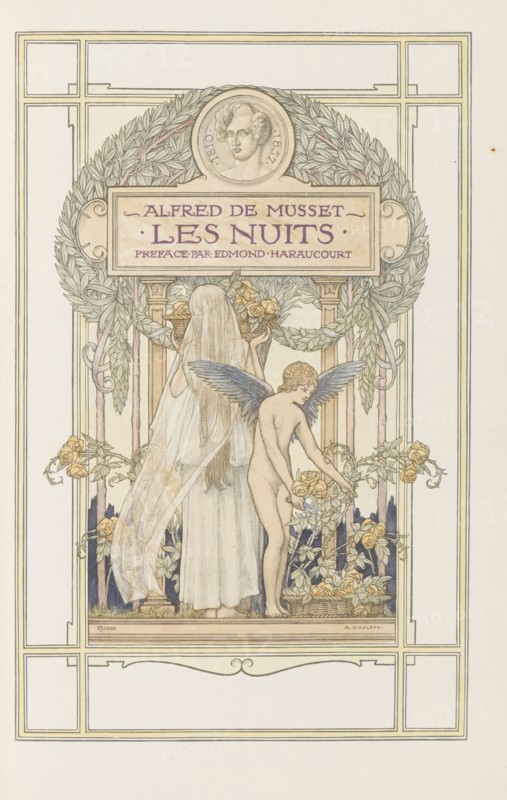 Title page "Les Nuits" by Alfred de Musset, 1911. Creator: Giraldon, Adolphe (1855-1933).