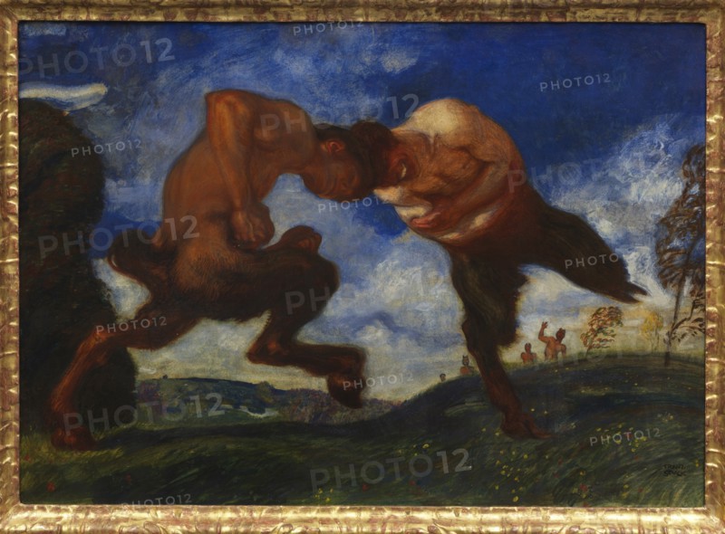 Fighting fauns, 1898. Creator: Stuck, Franz, Ritter von (1863-1928).