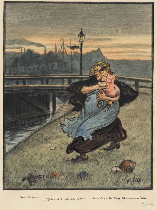 Into the water, c.1919. Creator: Zille, Heinrich (1858-1929).