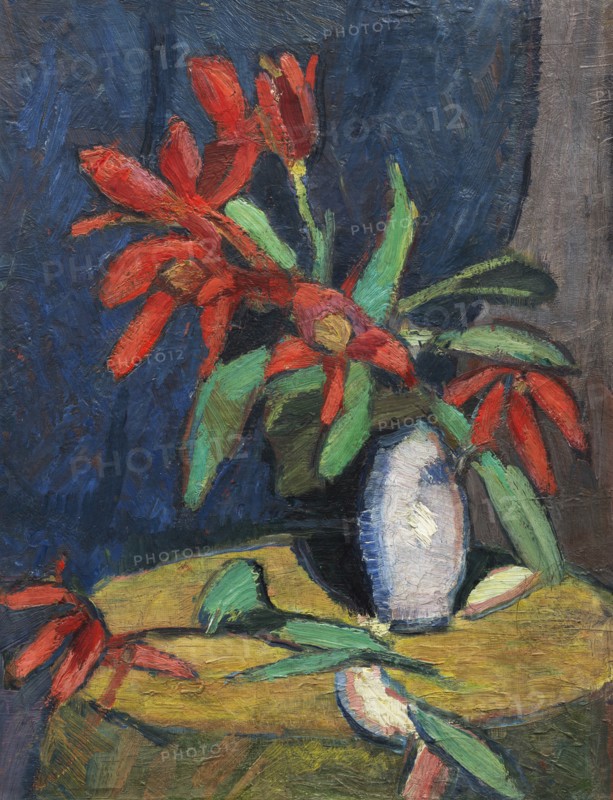 Red flowers in white jug, 1911. Creator: Stenner, Hermann (1891-1914).