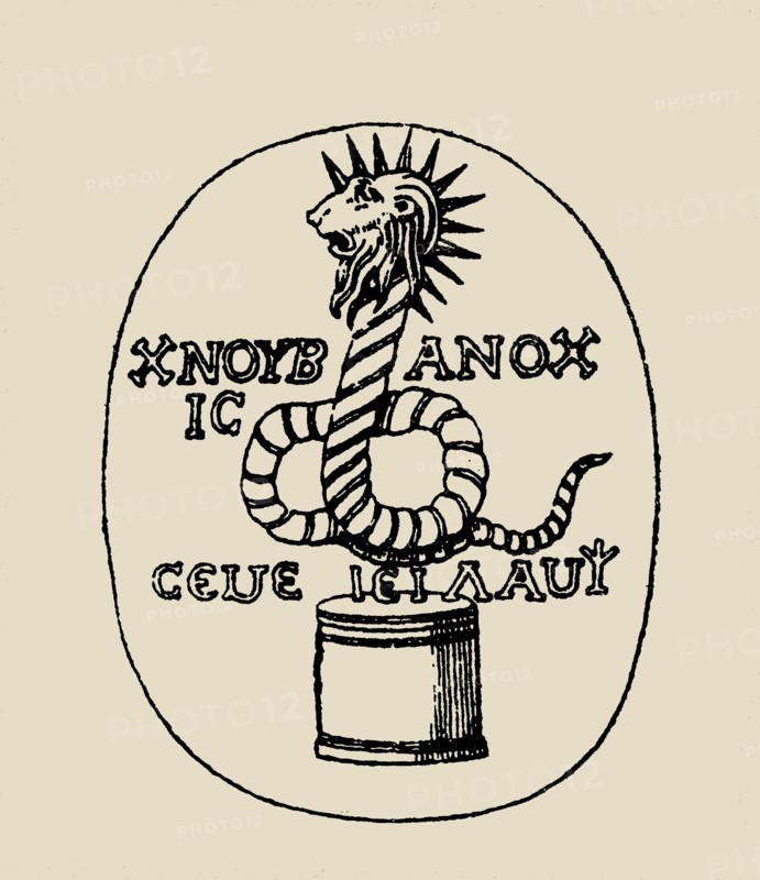 Gnostic intaglio depicting Chnoubis. Creator: Unknown artist.