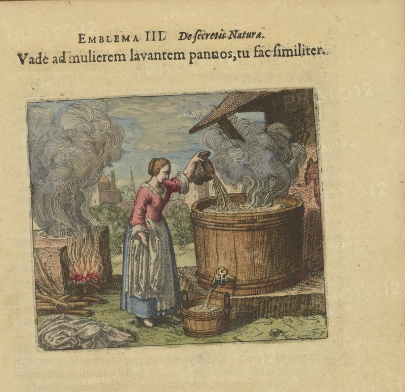 Emblem 3. Go to the woman who washes her smiles, do the same, 1618. Creator: Merian, Matthäus, the Elder (1593-1650).