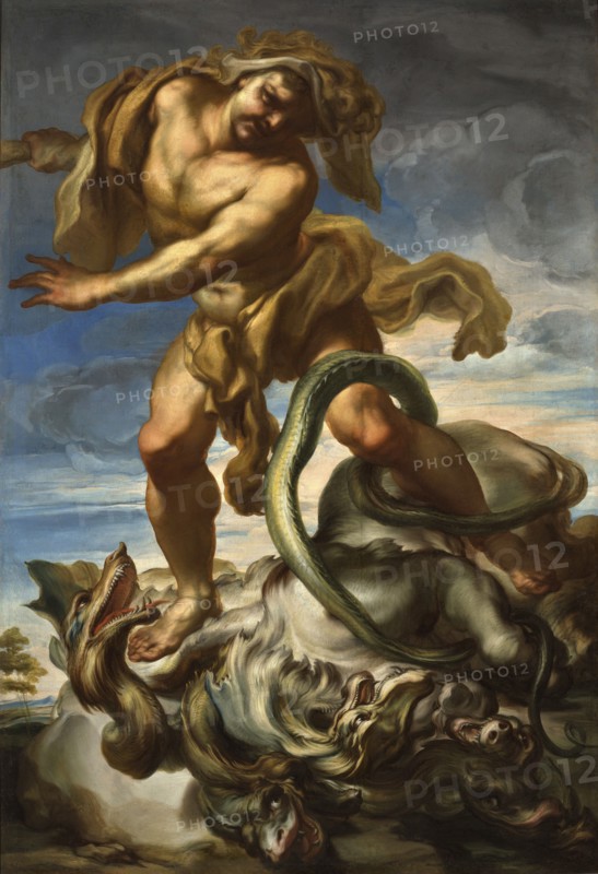 Hercules and the Lernaean serpent, c.1690. Creator: De Ferrari, Gregorio (1647-1726).