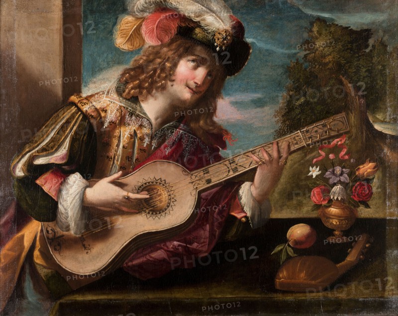 Ritratto di suonatore con chitarra (Portrait of a Guitar Player), 1636. Creator: Pombioli, Tommaso (1579-1636).