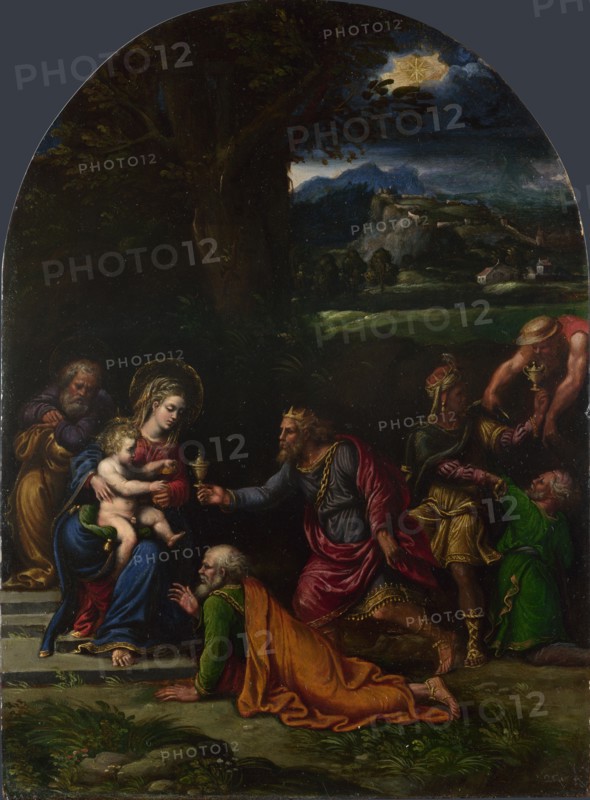 The Adoration of the Magi, Between 1543 and 1552. Creator: Girolamo da Carpi (Girolamo Sellari) (1501-1556).