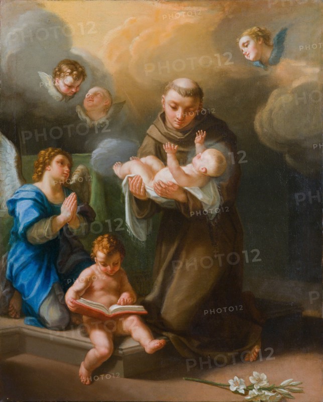 Saint Anthony of Padua with baby Jesus. Creator: Luti, Benedetto (1666-1724).