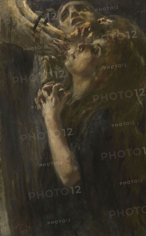 The three Marys at the foot of the cross, End of 19th century - early 20th century. Creator: Previati, Gaetano (1852-1920).