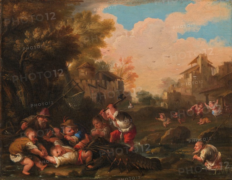 Lotta contro il gambero (Fight against the shrimp), c.1730-1740. Creator: Bocchi, Faustino (1659-1742).