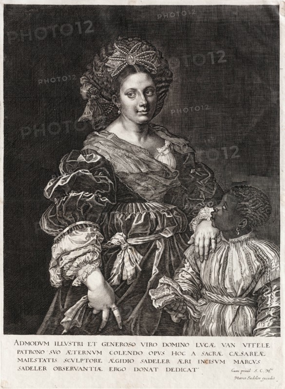 Portrait of Laura Dianti with a young servant, 1600-1625. Creator: Sadeler, Aegidius (1575-1629).