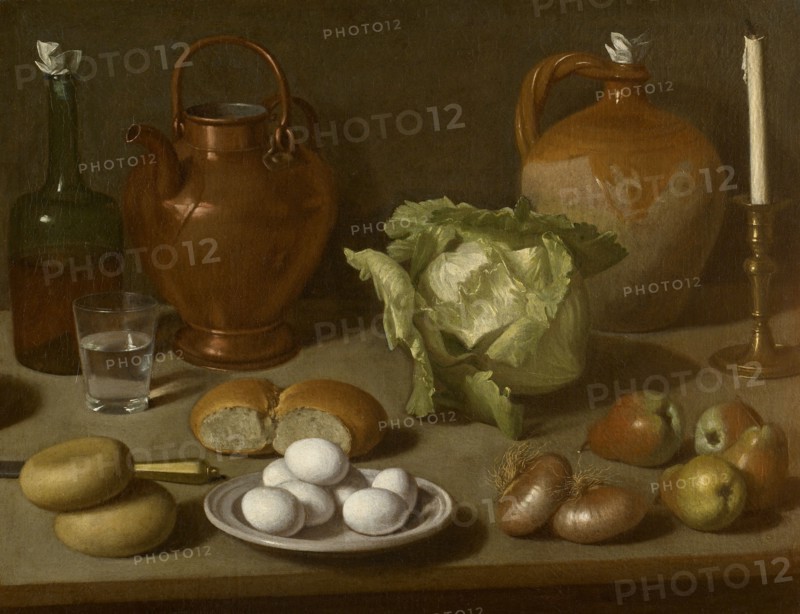 Still life with eggs, cabbage and candlestick. Creator: Magini, Carlo (1720-1806).