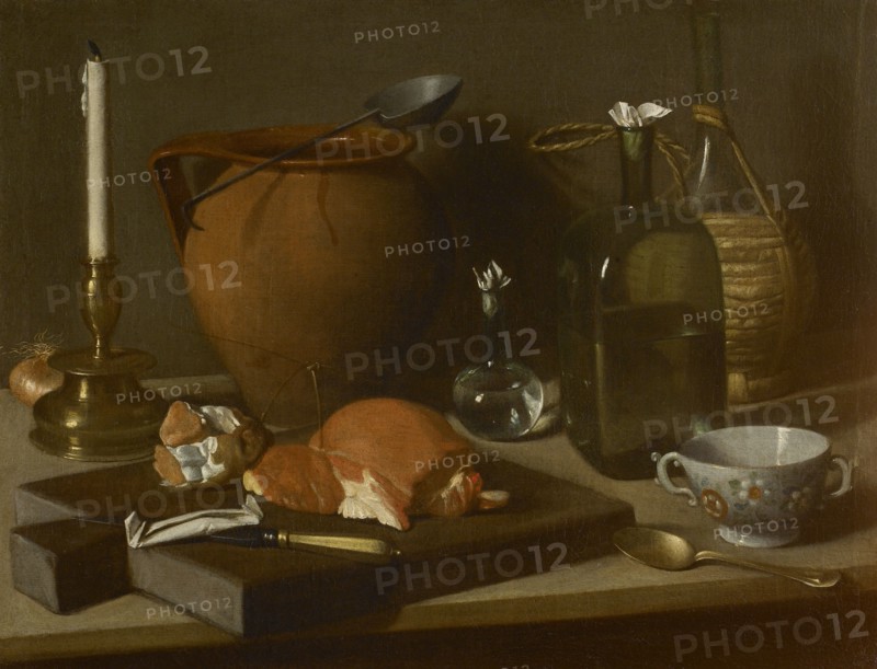 Still life with cup, bottle, clay pot and candlestick. Creator: Magini, Carlo (1720-1806).