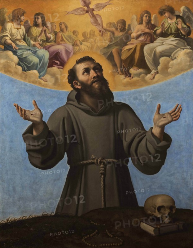 Saint Francis of Assisi in glory, End of 16th century. Creator: Carracci, Agostino (1557-1602).