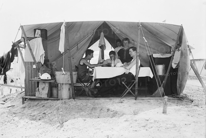 Tent City, Rockaway [card game], 1910. Creator: Bain News Service.