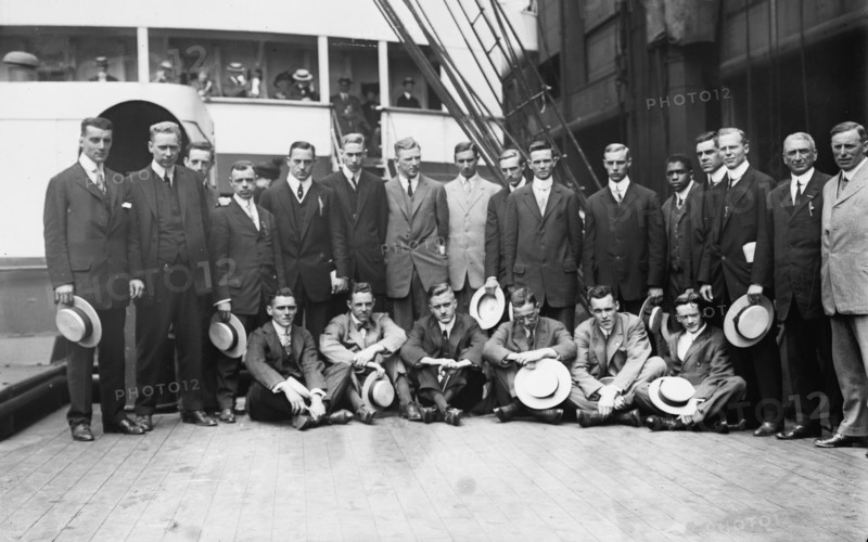 Departure Yale - Harvard Athletes, 1911. Creator: Bain News Service.