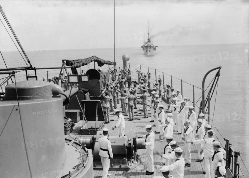 Morning drill - USS Seattle, between c1910 and c1915. Creator: Bain News Service.