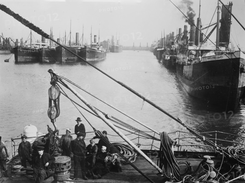 British Strike - coal ships tied up at Cardiff, between c1910 and c1915. Creator: Bain News Service.