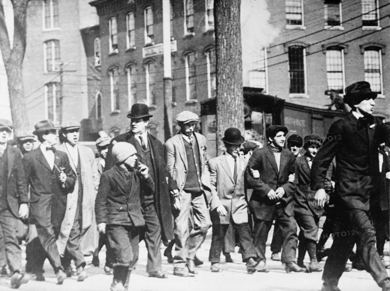 W.D. Haywood leads Lowell strike parade, 1912. Creator: Bain News Service.
