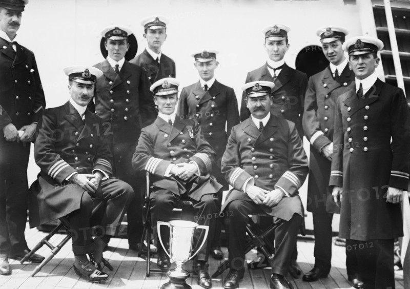 Captain Rostron & under officers of Carpathia [ship], 1912. Creator: Bain News Service.