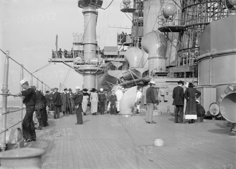 On deck of USS Arkansas, between c1910 and c1915. Creator: Bain News Service.