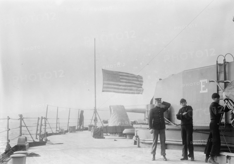 Flag at 1/2 mast on FLORIDA 1/13, 1913. Creator: Bain News Service.