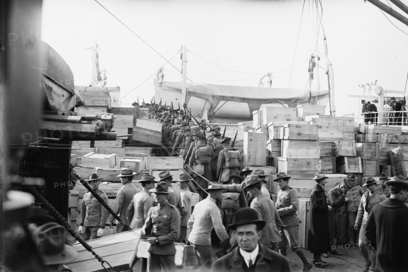 Marines board MEADE, 1913. Creator: Bain News Service.