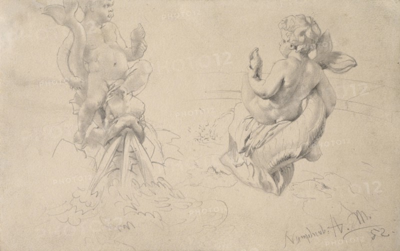 Tritons From The Nymphenburg Park, 1852. Creator: Adolph Menzel.