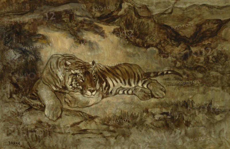 Tiger At Rest, c1850-70. Creator: Antoine-Louis Barye.