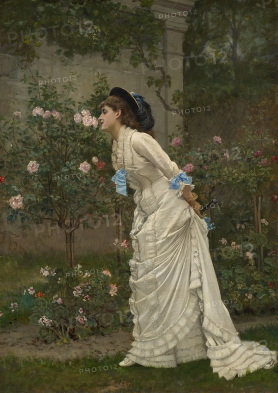 Woman And Roses, 1879. Creator: Auguste Toulmouche.