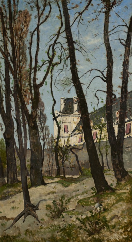 View Of The Louvre, With The Grande Galerie And The Pavillon De Flore, c1870. Creator: Henri-Joseph Harpignies.