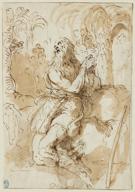 Saint Onophrius In The Wilderness, c1610-20. Creator: Jacopo Palma.