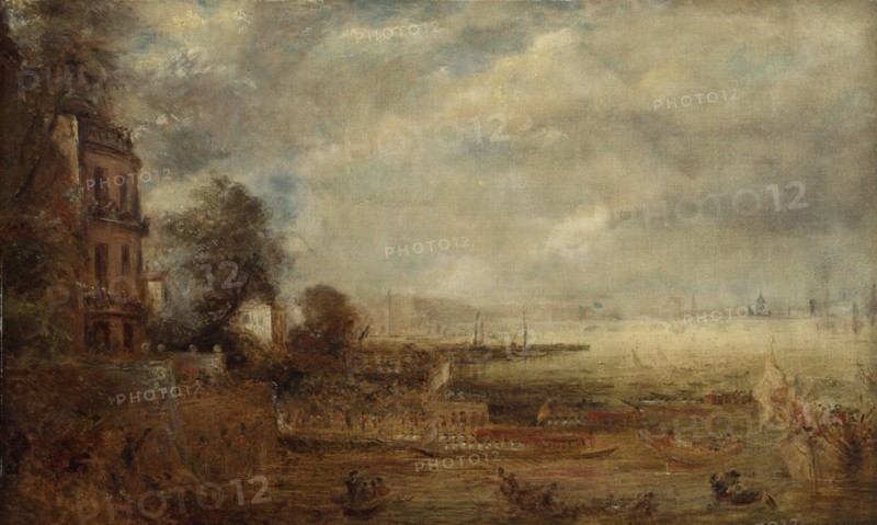 Waterloo Bridge Seen From Whitehall Stairs, c1829. Creator: John Constable.