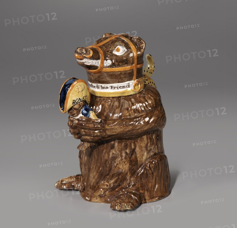 Jug In The Form Of A Bear Holding A Caricature Of Napoleon Bonaparte, c1813. Creator: Unknown.
