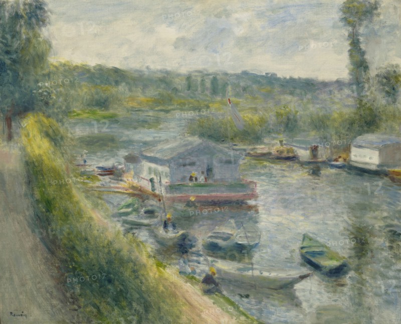Wash-House Boat At Bas-Meudon, c1874. Creator: Pierre-Auguste Renoir.